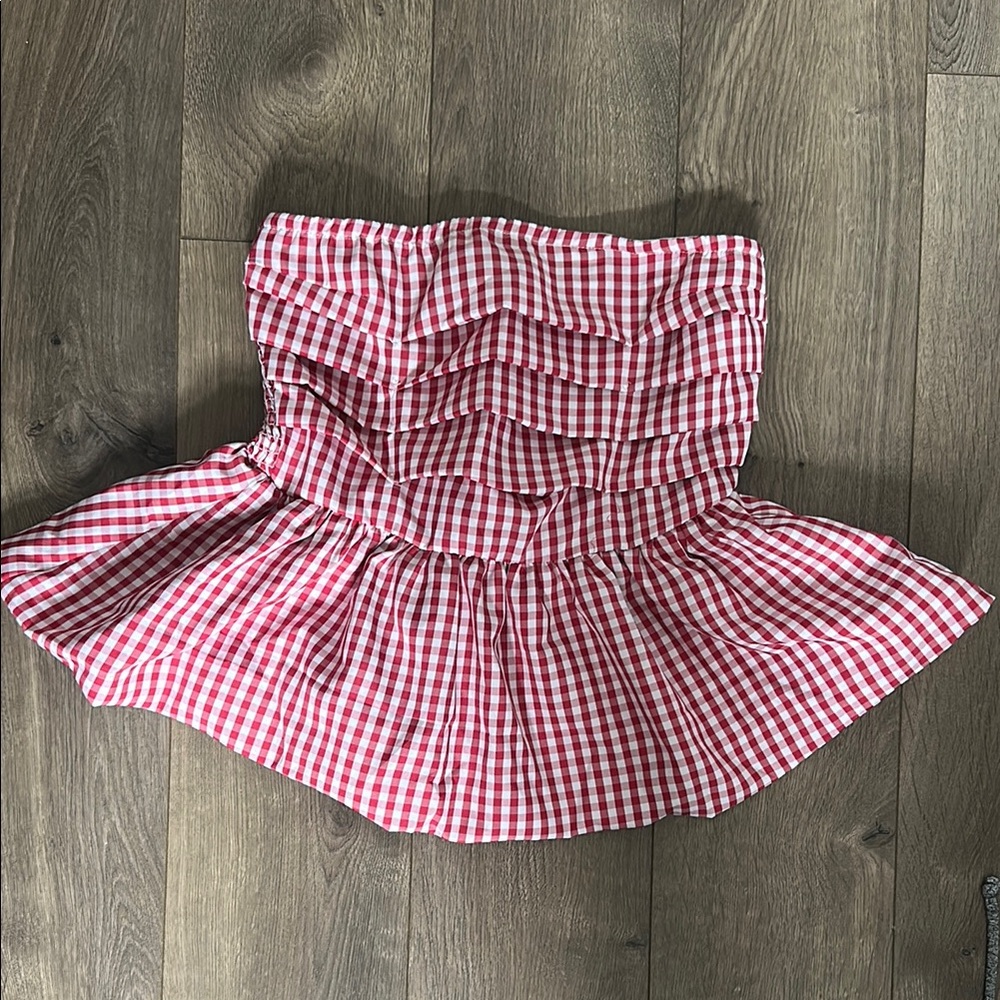 SHEIN Red and White A-Line Skirt